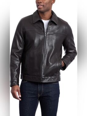 Covington outerwear size L 100% leather men’s Black Leather Zip-Front Jacke